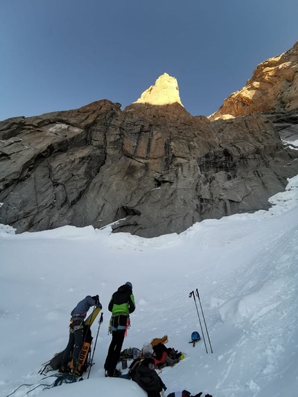 Red Pillar of Brouillard, Mont Blanc - Matteo Della Bordella, François Cazzanelli and Francesco Ratti making the first ascent of Incroyable, a new route up the Red Pillar of Brouillard on the Italian side of Mont Blanc