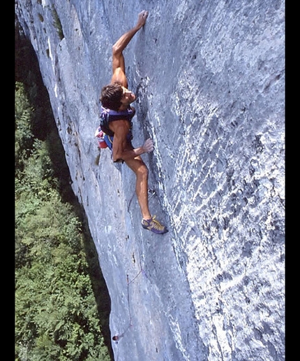 Maurizio Zanolla, Totoga, Il mattino dei maghi, Manolo - Manolo durante la storica prima salita di 'Il mattino dei maghi' 7c+, sul Totoga (Pale di San Martino).