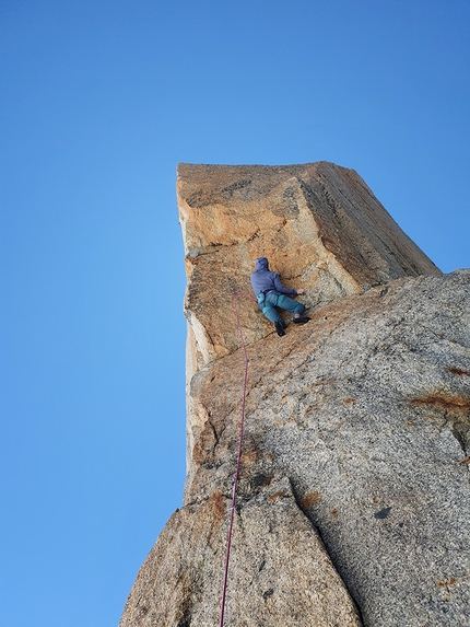 Digital Crack, Mont Blanc - Marco Sappa climbing Digital Crack above Arête des Cosmiques, Mont Blanc