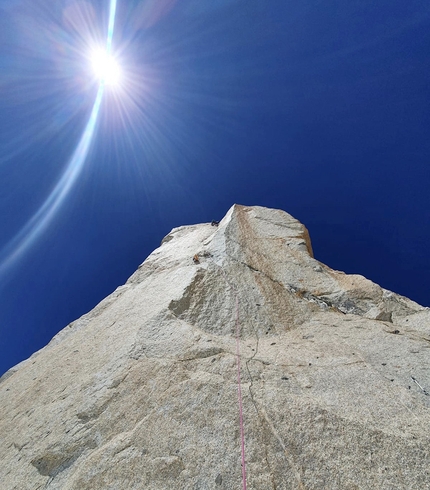 Digital Crack, Mont Blanc - Marco Sappa climbing Digital Crack above Arête des Cosmiques, Mont Blanc