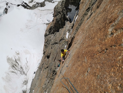 Red Pillar of Brouillard, Mont Blanc - Francesco Ratti, François Cazzanelli and Matteo Della Bordella making the first ascent of Incroyable, a new route up the Red Pillar of Broulliard on the Italian side of Mont Blanc