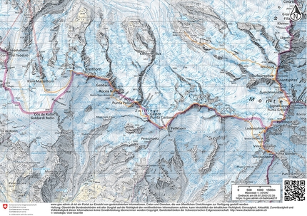 Monte Rosa Tour, Nicolas Hojac, Adrian Zurbrügg - The track of the Monte Rosa tour carried out by Nicolas Hojac and Adrian Zurbrügg