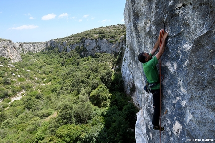 Cava Ispica, Sicily, Giorgio Iurato - Peppe Leggio climbing Black Friday 6c+ at Wild, Cava d'Ispica, Sicily