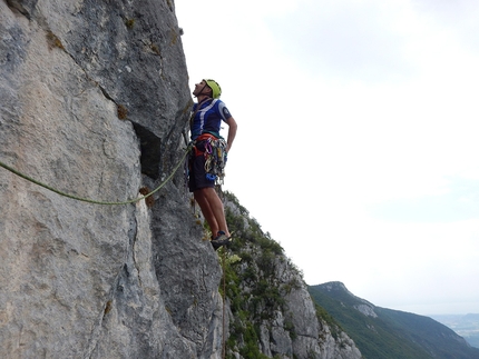 Monte Pastello, Val d'Adige, Marco Gnaccarini, Ivan Maghella - Durante l'apertura di Pastello Crack al Monte Pastello, Val d'Adige: L3