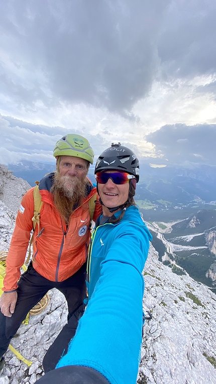 Torre del Lago, Dolomiti, Simon Gietl, Andrea Oberbacher - Andrea Oberbacher e Simon Gietl durante l'apertura di Lifestyle alla Torre del Lago, Dolomiti