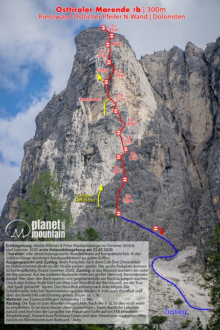 Rienzwand, Rienztal, Dolomites, Peter Manhartsberger, Martin Wibmer - Osttiroler Marende on Rienzwand, Rienztal, Dolomites (Peter Manhartsberger, Martin Wibmer 2018-2020)