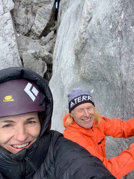 Barbara Zangerl, Jacopo Larcher, Beat Kammerlander, Kampfzone, Rätikon, climbing - Barbara Zangerl with Beat Kammerlander repeating his Kampfzone in the Rätikon