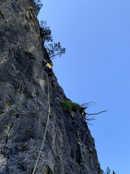 Arrampicata in Dolomiti, Alberto Busin, Albert Castlunger, Alberto Dallavia, Cesare Olivetti - Precipitevolissimevolmente in Val dai Tamersc, Dolomiti