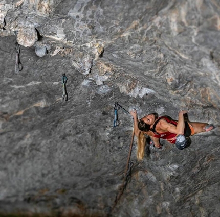 Mina Markovič - Mina Markovič climbing Halupca 1979 at Ospo in Slovenia