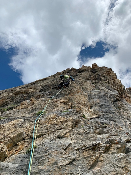 Valle Orco, Cima Pourset - Elio Bonfanti sulla variante di L3 di Viaggio Panoramico, Cima Pourset in Valle dell’Orco