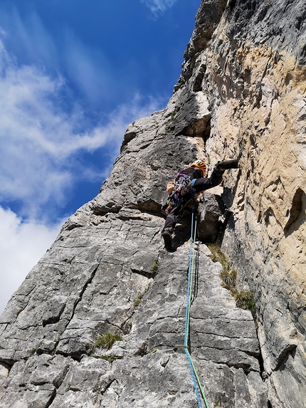 Rocchetta Alta di Bosconero, Dolomiti - Sulla Via Minorata e Minorenne, Rocchetta Alta di Bosconero nelle Dolomiti (Michele Lucchini, Tommaso Marchesini, Dimitri Bellomi 08/2020)