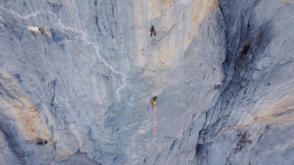 Picos de Europa, Spain, Iker Pou, Eneko Pou, Kico Cerdá - Iker Pou, Eneko Pou and Kico Cerdá making the first ascent of Rayu on Peña Santa de Castilla, Picos de Europa, Spain