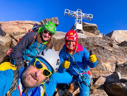 Tamara Lunger, Punta Nordend, Fabio Iacchini, Marco Spataro - Marco Spataro, Fabio Iacchini e Tamara Lunger in vetta alla Punta Dufour