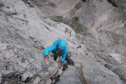 Schüsselkar, Wetterstein, Söllerköpfe, Simon Messner, Barbara Vigl - Simon Messner sul settimo tiro di Nebelgeist su Söllerköpfe, Schüsselkar, Wetterstein