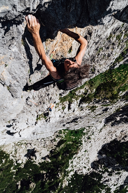 DoloMitiche 2020, Alessandro Beber - Pierangelo Verri sulla Via Verri-Calabretto allo Scalet delle Mesenade in Moiazza aperta nel 1989 insieme a Roberto Calabretto