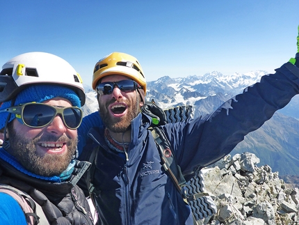 Ushba, Archil Badriashvili, Giorgi Tepnadze - Archil Badriashvili and Giorgi Tepnadze on the summit of Mount Ushba