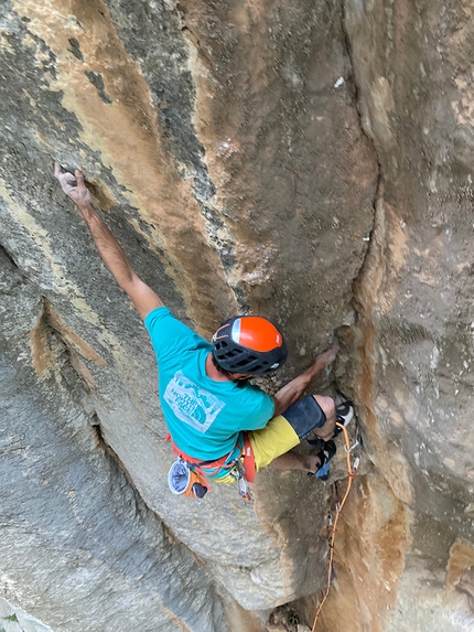 Turkey climbing, Ala Daglar, Zorbey Aktuyun - Zorbey Aktuyun making the first ascent of the trad climb Kült at Pınarbaşı Canyon in the Aladağlar massif in Turkey