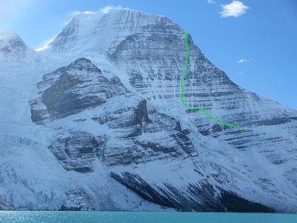 Mount Robson, Emperor Face, Canada, Ethan Berman, Uisdean Hawthorn - The Emperor Face on Mount Robson in Canada and the line of Running in the Shadows first ascended by Ethan Berman and Uisdean Hawthorn, autumn 2020
