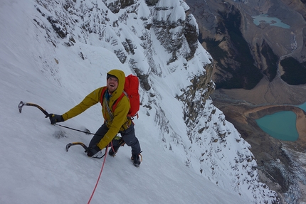 Mount Robson, Emperor Face, Canada, Ethan Berman, Uisdean Hawthorn - Uisdean Hawthorn seconding some of the excellent ice conditions on the Emperor Face of Mount Robson while making the first ascent of Running in the Shadows
