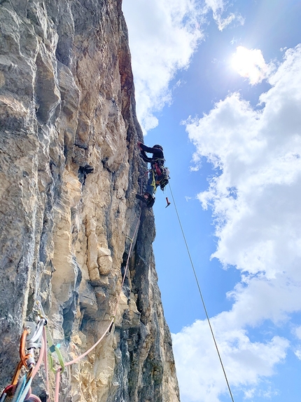 Col Becchei, Fanes, Dolomites, Simon Kehrer, Manuel Baumgartner - The King of Fanes on Col Becchei in the Dolomites first ascended by Manuel Baumgartner e Simon Kehrer