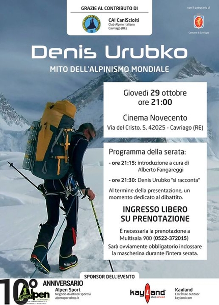 Denis Urubko - Denis Urubko, mito dell’alpinismo mondiale, sarà a Cavriago in provincia di Reggio Emilia il 29 ottobre presso il Cinema Novecento