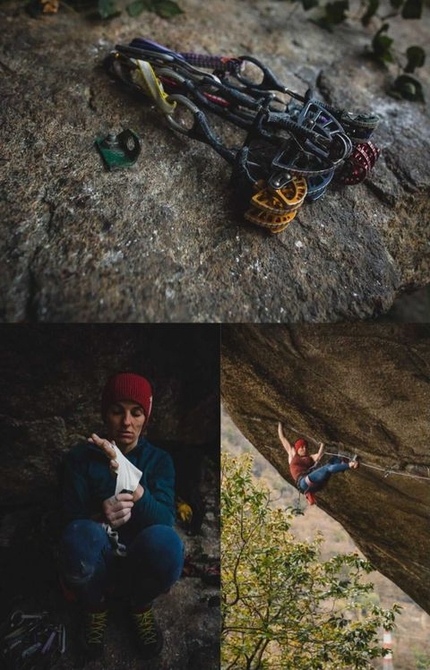 Barbara Zangerl, Greenspit, Valle Orco - Barbara Zangerl climbing Greenspit in Valle dell’Orco, October 2020