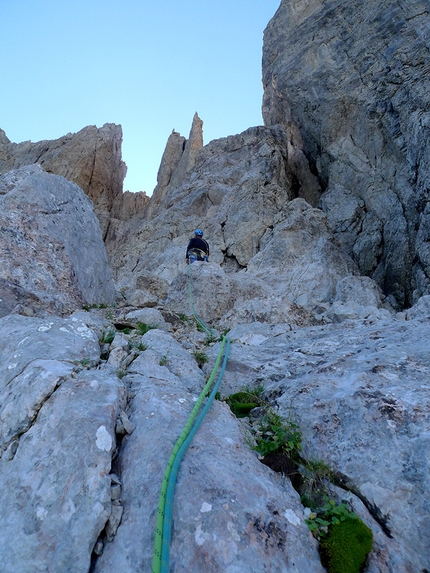 Creta di Aip, Alpi Carniche, Michal Coubal, Anna Coubal - Michal Coubal durante l'apertura di The Hour Between Dog and Wolf, Creta di Aip, Alpi Carniche (Michal Coubal, Anna Coubal 08/2020)