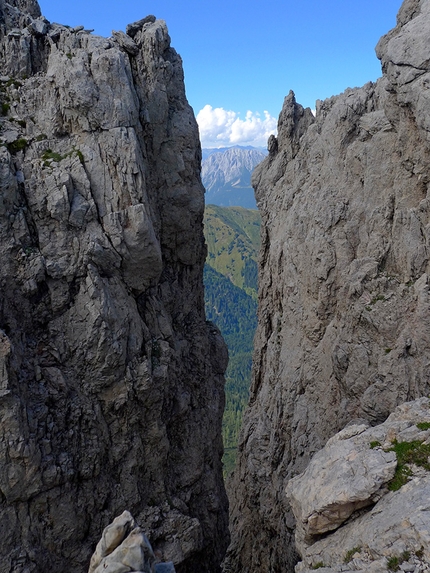 Trogkofel / Creta di Aip, Carnic Alps, Michal Coubal, Anna Coubal - Making the first ascent of The Hour Between Dog and Wolf, Trogkofel / Creta di Aip, Carnic Alps (Michal Coubal, Anna Coubal 08/2020)