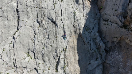 Paklenica climbing Croatia - Boris Cujic and Ivica Matkovic making the first ascent of Besmrtnici up Anića kuk in Paklenica, Croatia