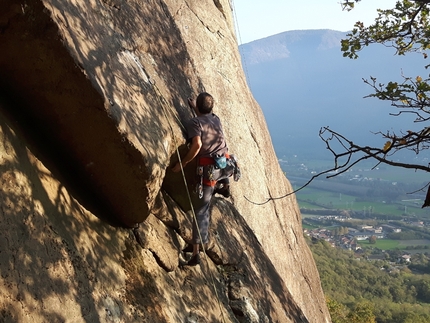 Muraglia, Val di Susa - Luca Enrico climbing at Falesia della Muraglia in Valle di Susa, Italy