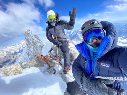 K6 Central, Pakistan, Priti Wright, Jeff Wright - Priti Wright and Jeff Wright on the summit of K6 Central in Pakistan on 09/10/2020