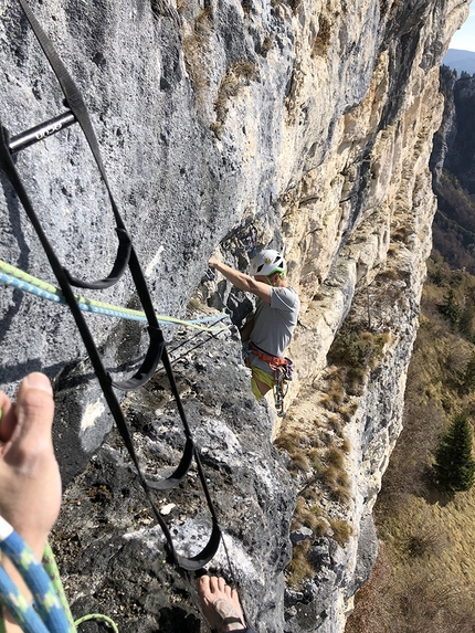 Campolongo arrampicata, Marco Toldo, Matthias Stefani, Franco Zuccollo, Renato Borgo - Marco Toldo e Matthias Stefani ripetendo la Diretta del Cafelate a Campolongo