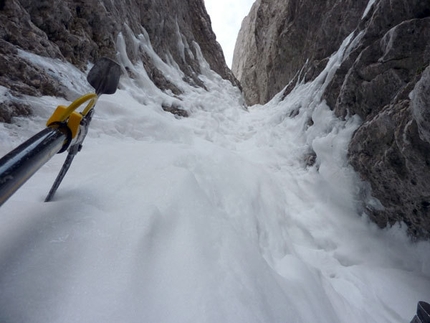 Pizzo della Pieve - Via Fasana - Ivo Ferrari during the first winter solo ascent of Pizzo della Pieve - Fasana