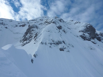 Pizzo della Pieve - Via Fasana - Ivo Ferrari during the first winter solo ascent of Pizzo della Pieve - Fasana