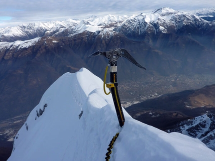 Pizzo della Pieve - Via Fasana - Ivo Ferrari during the first winter solo ascent of Pizzo della Pieve - Fasana