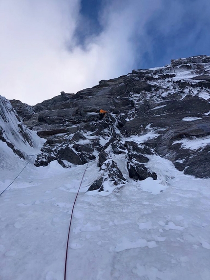 Sagwand, Valsertal, Austria, Martin Feistl, Sven Brand - Martin Feistl and Sven Brand climbing 24 hours of freedom on the north face of Sagwand, Valsertal, Austria (11/2020)