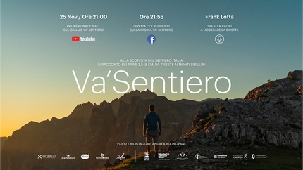 Va' Sentiero, Sentiero Italia - Questa sera alle ore 21.00 la première online del docufilm che racconta i primi 3.548 chilometri di cammino lungo il Sentiero Italia, realizzato dall’associazione Va’ Sentiero.