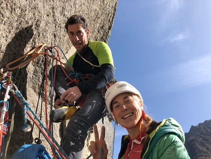 Federica Mingolla, Valle Orco, Caporal - Leo Gheza and Federica Mingolla climbing Angels and Demons on Caporal in Valle dell'Orco