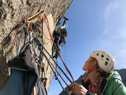 Federica Mingolla, Valle Orco, Caporal - Leo Gheza and Federica Mingolla climbing Angels and Demons on Caporal in Valle dell'Orco