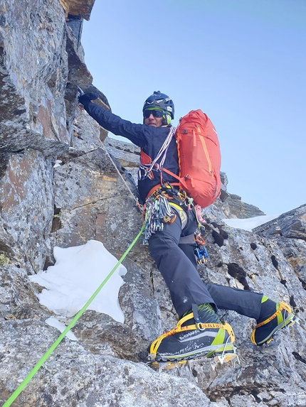 Paralpinismo, Aaron Durogati, Simon Gietl, Monte Rauchkofel - Simon Gietl durante l'apertura della nuova via sul Monte Rauchkofel il 29/11/2020 con Aaron Durogati 