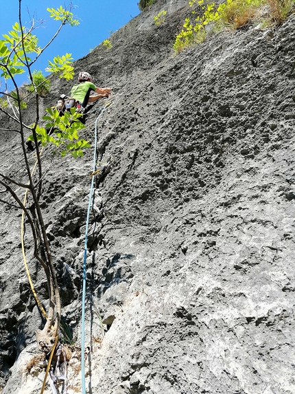 Parete San Paolo, Valle del Sarca, Matteo Rivadossi, Silvio Fieschi - Medusa alla Parete di San Paolo (Arco, Valle del Sarca): in apertura su L2