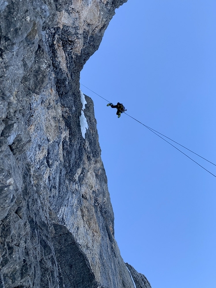 Sass dle Diesc, Sasso delle Dieci, Fanes, Dolomiti, Manuel Baumgartner, Simon Kehrer - Manuel Baumgartner e Simon Kehrer su Aurona, Sas dle Diesc (Sasso delle Dieci), Fanes, Dolomiti (28/11/2020)