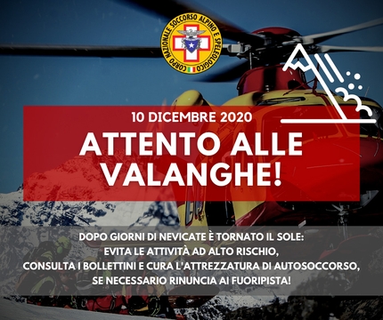 Allerta valanghe, dal Soccorso Alpino un forte richiamo alla prudenza