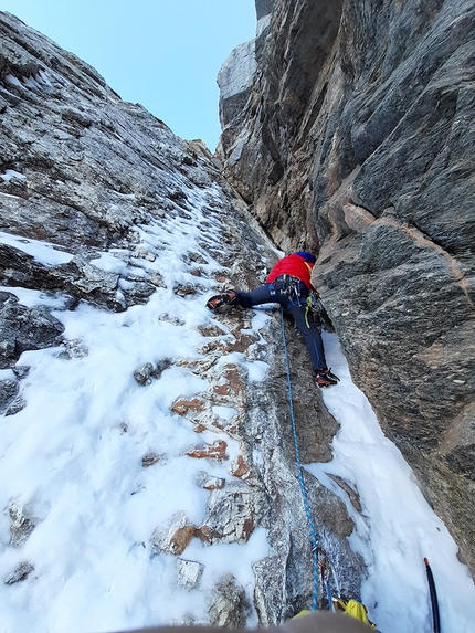 Valle dell’Orco, Gran Couloir della Levannetta, Levannetta, Valle Orco, Giancarlo Maritano, Umberto Bado - Gran Couloir della Levannetta in Valle dell’Orco (Umberto Bado, Giancarlo Maritano 29/10/2020)