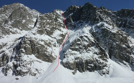 Col du Brouillard, prima discesa del couloir sud ovest