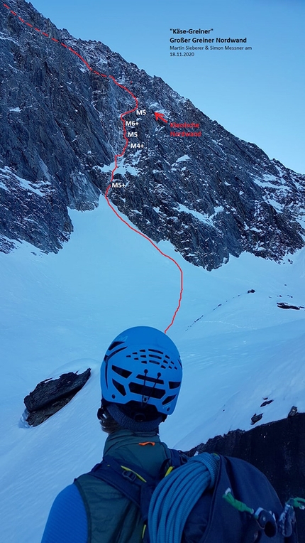 Großer Greiner, Simon Messner, Martin Sieberer, Zillertal - Simon Messner and Martin Sieberer climbing Großer Greiner,  Zillertal Alps