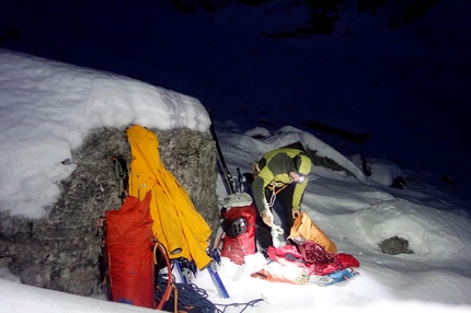 Karwendel, David Bruder, Martin Feistl - David Bruder and Martin Feistl making the first ascent of Stalingrad between Grubenkarspitze (2663m) and Plattenspitze (2492m) in the Karwendel massif in Austria.