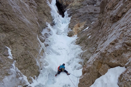 Karwendel, David Bruder, Martin Feistl - David Bruder and Martin Feistl making the first ascent of Stalingrad between Grubenkarspitze (2663m) and Plattenspitze (2492m) in the Karwendel massif in Austria.