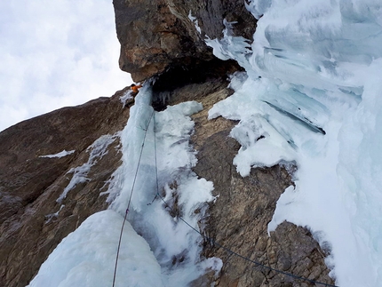 Karwendel, David Bruder, Martin Feistl - David Bruder and Martin Feistl making the first ascent of Stalingrad between Grubenkarspitze (2663m) and Plattenspitze (2492m) in the Karwendel massif in Austria.