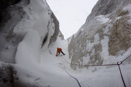 Karwendel, David Bruder, Martin Feistl - David Bruder and Martin Feistl making the first ascent of Stalingrad between Grubenkarspitze (2663m) and Plattenspitze (2492m) in the Karwendel massif in Austria.